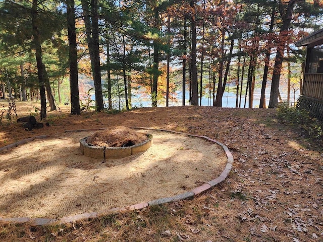 view of yard with a water view