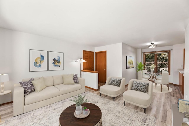 living room with light wood-type flooring