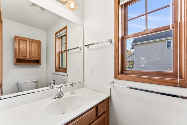 bathroom with toilet and vanity