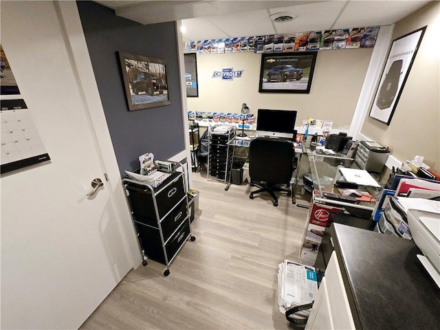 office area with light wood-type flooring