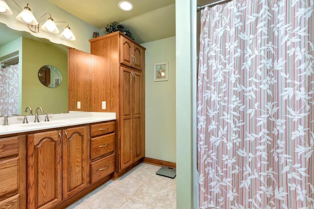 bathroom featuring vanity and tile patterned floors