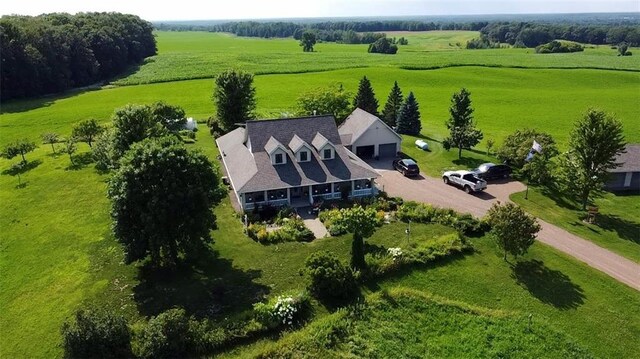 bird's eye view with a rural view