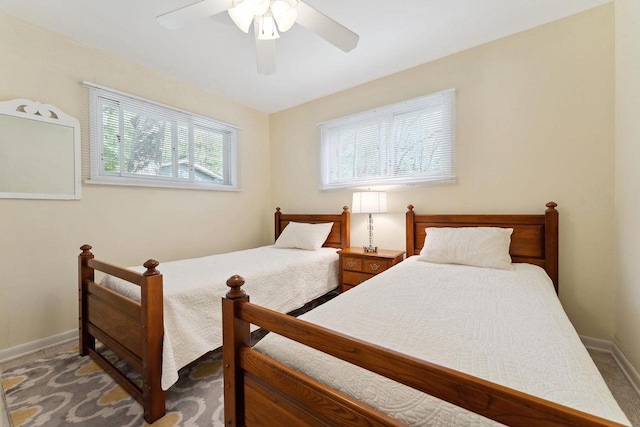 bedroom with carpet floors and ceiling fan