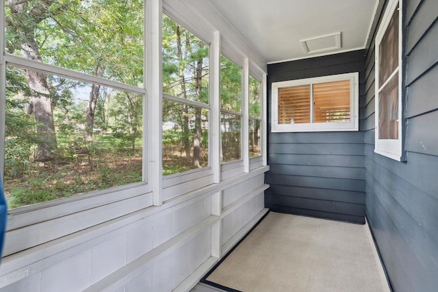 view of unfurnished sunroom