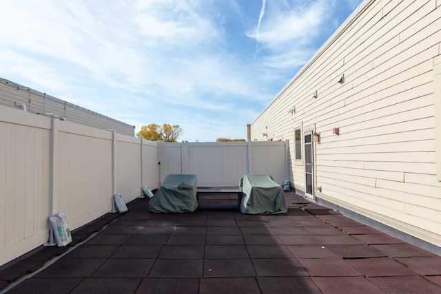 view of patio / terrace featuring a grill