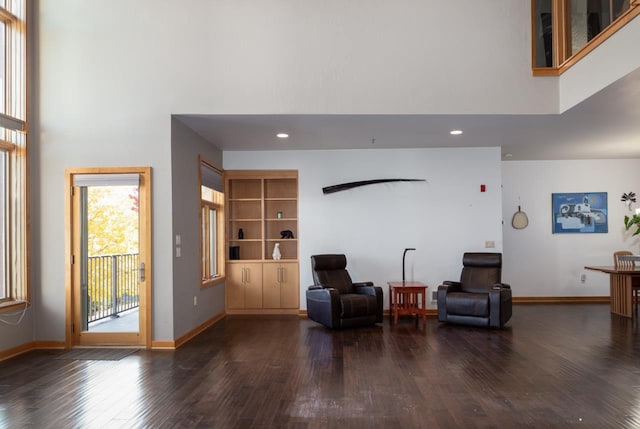 living area featuring dark hardwood / wood-style flooring