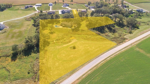 bird's eye view with a rural view