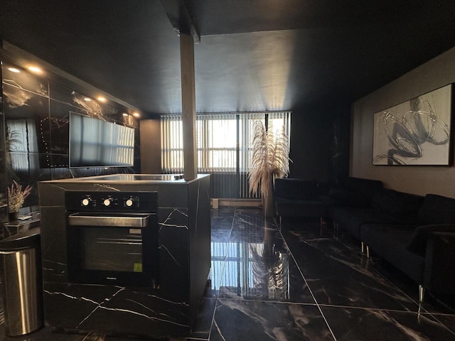 living room featuring marble finish floor