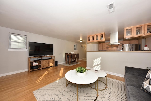 living room with light wood-type flooring