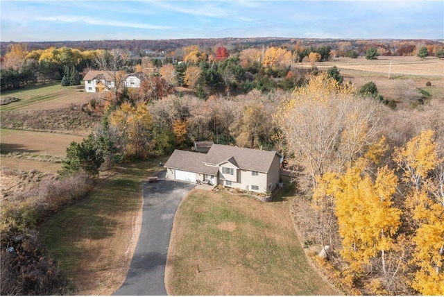 bird's eye view featuring a rural view