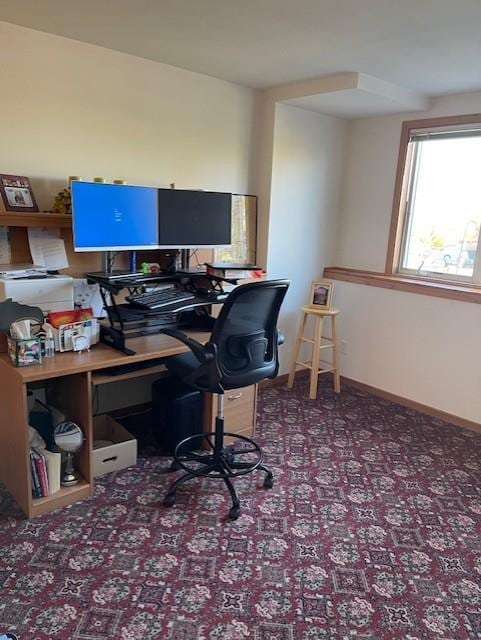 view of carpeted home office