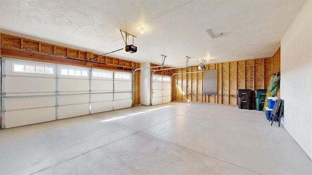 garage with a garage door opener