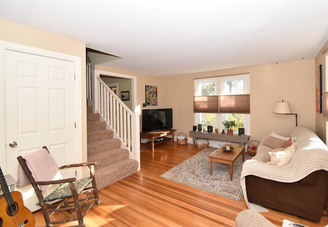 living room featuring light hardwood / wood-style floors