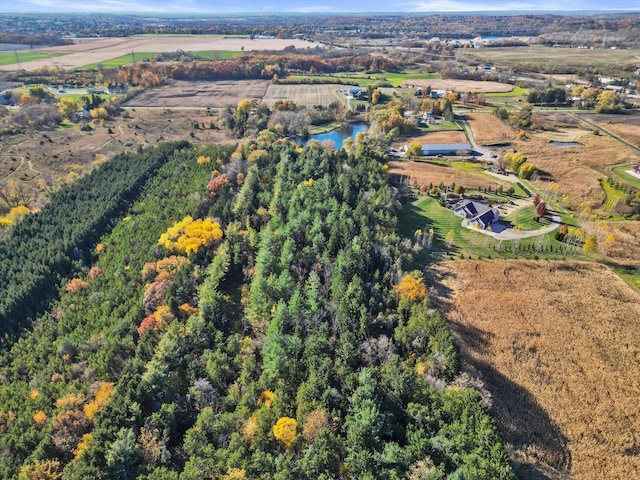 bird's eye view with a rural view and a water view