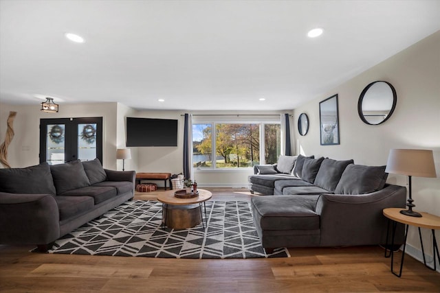 living room featuring hardwood / wood-style flooring