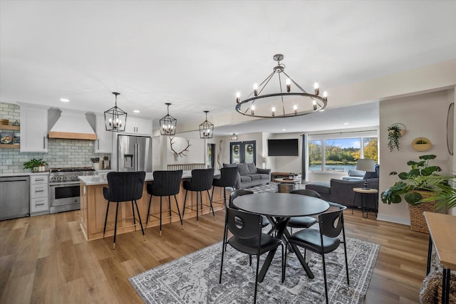 dining area featuring light hardwood / wood-style flooring