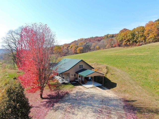 drone / aerial view featuring a rural view