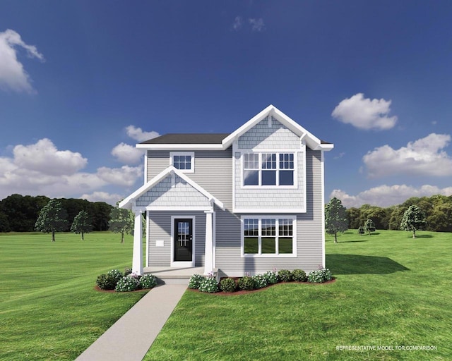 view of front of property with a front yard