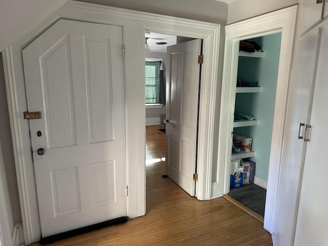 hall featuring light hardwood / wood-style floors