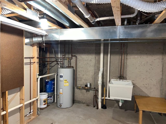 utilities featuring sink and water heater