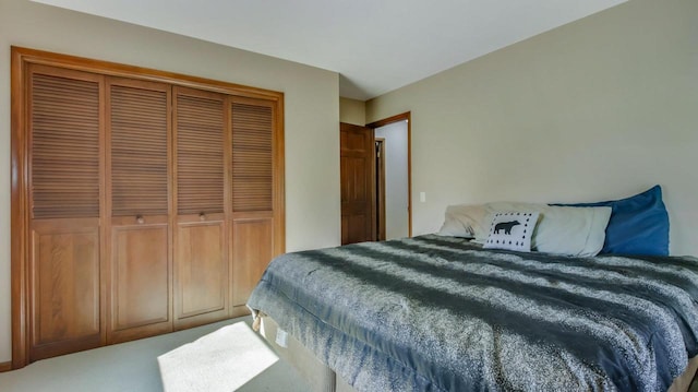 carpeted bedroom featuring a closet