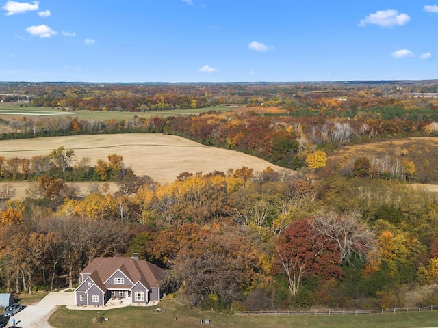 drone / aerial view with a rural view