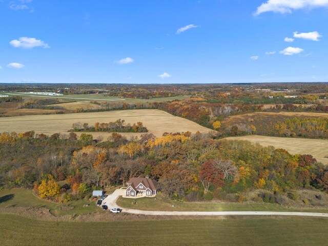 aerial view with a rural view