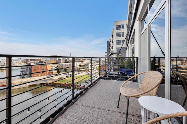 balcony with a water view