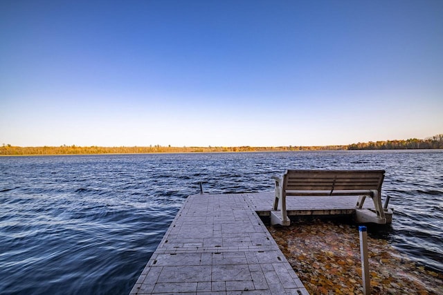 view of dock featuring a water view