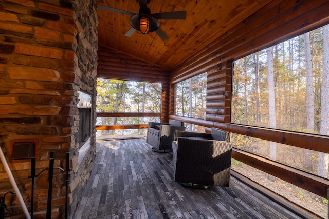 wooden terrace with ceiling fan