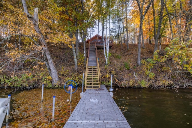 dock area featuring a water view