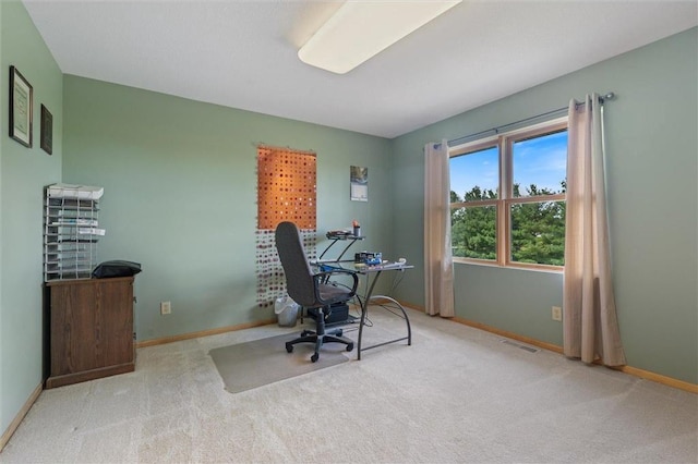 view of carpeted home office