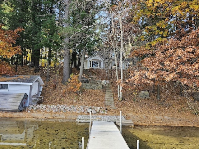 dock area featuring a water view