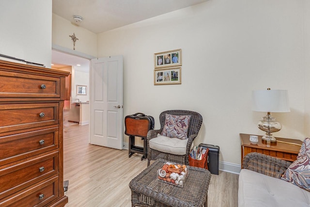 living area featuring light hardwood / wood-style flooring