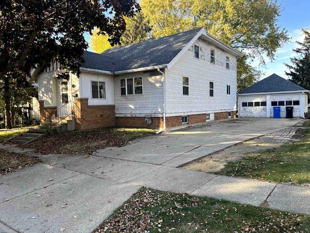 exterior space with a garage