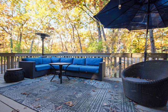 deck featuring outdoor lounge area