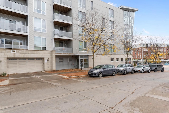 view of building exterior with a garage