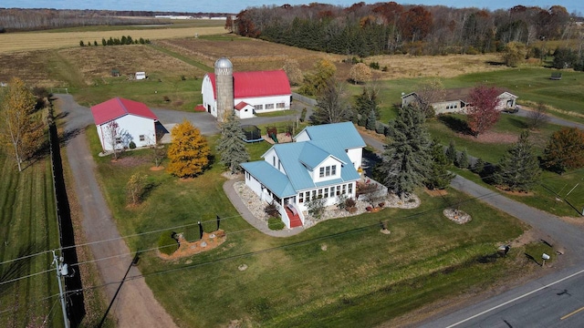 bird's eye view with a rural view