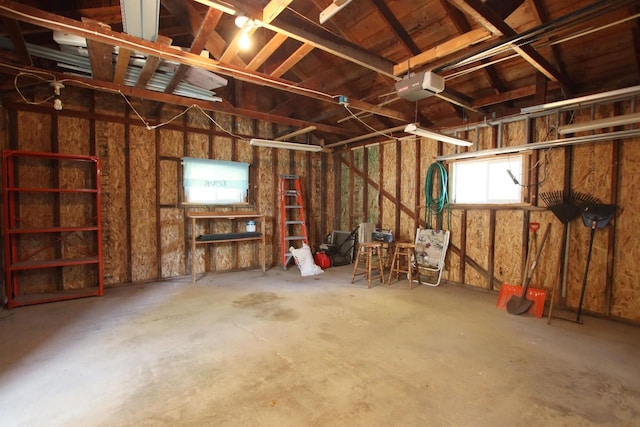 garage with a garage door opener