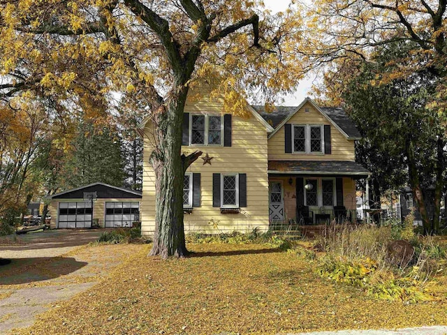 view of front facade featuring a garage and a porch