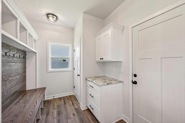 mudroom with dark hardwood / wood-style flooring