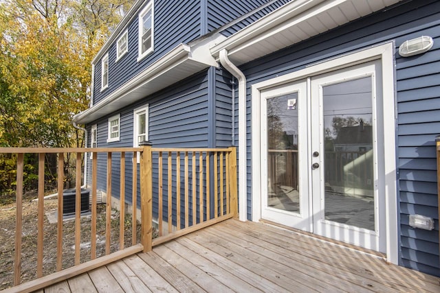 wooden deck with french doors