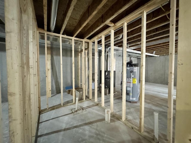 basement featuring water heater