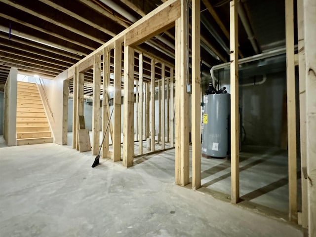 basement featuring water heater