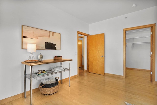 interior space with light hardwood / wood-style floors