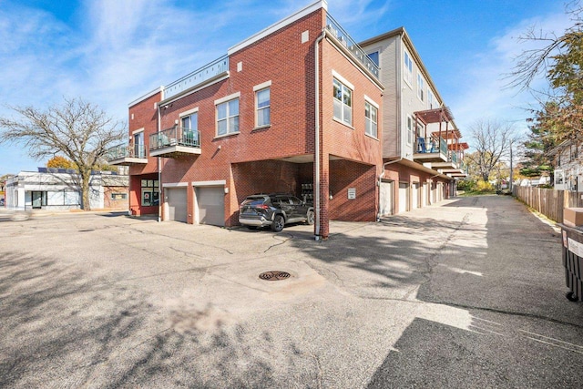 view of building exterior with a garage