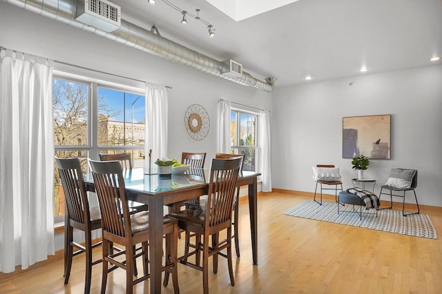 dining room featuring light hardwood / wood-style flooring and a wealth of natural light