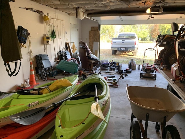 garage with a garage door opener