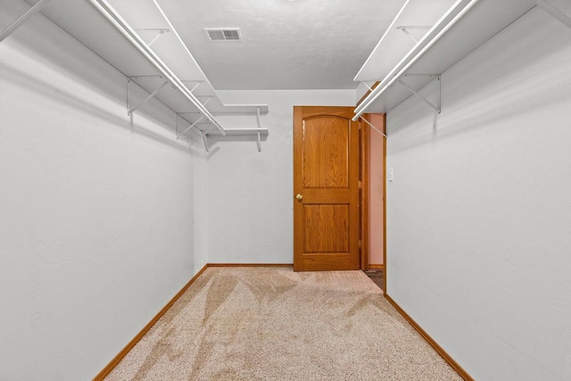 spacious closet with light carpet