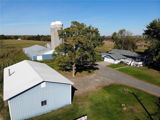 aerial view featuring a rural view